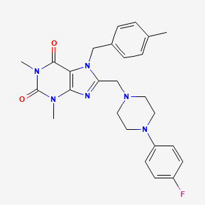 8-[[4-(4-Fluorophenyl)piperazin-1-yl]methyl]-1,3-dimethyl-7-[(4-methylphenyl)methyl]purine-2,6-dione