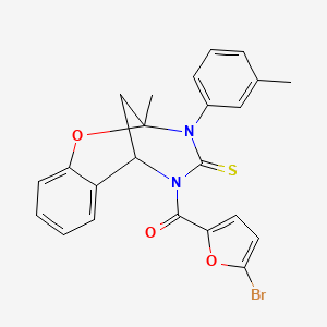 molecular formula C23H19BrN2O3S B11427876 (5-Bromo-2-furyl)[2-methyl-3-(3-methylphenyl)-4-thioxo-3,4-dihydro-2H-2,6-methano-1,3,5-benzoxadiazocin-5(6H)-YL]methanone 