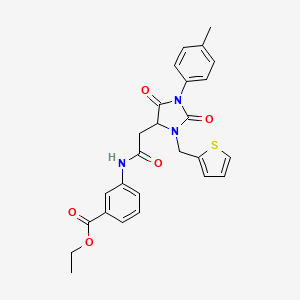 Ethyl 3-({[1-(4-methylphenyl)-2,5-dioxo-3-(thiophen-2-ylmethyl)imidazolidin-4-yl]acetyl}amino)benzoate