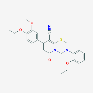 molecular formula C25H27N3O4S B11427903 8-(4-ethoxy-3-methoxyphenyl)-3-(2-ethoxyphenyl)-6-oxo-3,4,7,8-tetrahydro-2H,6H-pyrido[2,1-b][1,3,5]thiadiazine-9-carbonitrile 