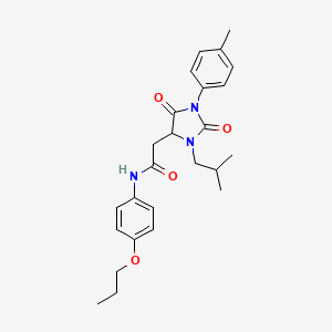 2-[1-(4-methylphenyl)-3-(2-methylpropyl)-2,5-dioxoimidazolidin-4-yl]-N-(4-propoxyphenyl)acetamide