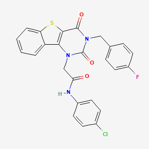 molecular formula C25H17ClFN3O3S B11427990 N-(4-chlorophenyl)-2-[3-(4-fluorobenzyl)-2,4-dioxo-3,4-dihydro[1]benzothieno[3,2-d]pyrimidin-1(2H)-yl]acetamide 