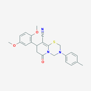 8-(2,5-dimethoxyphenyl)-3-(4-methylphenyl)-6-oxo-3,4,7,8-tetrahydro-2H,6H-pyrido[2,1-b][1,3,5]thiadiazine-9-carbonitrile