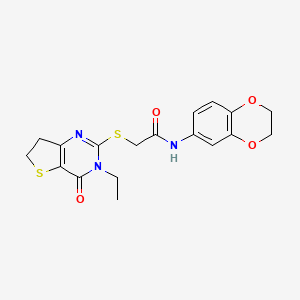 N-(2,3-dihydrobenzo[b][1,4]dioxin-6-yl)-2-((3-ethyl-4-oxo-3,4,6,7-tetrahydrothieno[3,2-d]pyrimidin-2-yl)thio)acetamide