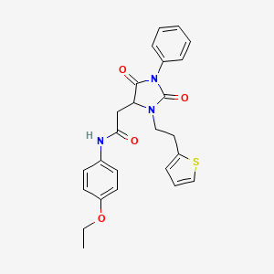 molecular formula C25H25N3O4S B11428049 2-[2,5-dioxo-1-phenyl-3-(2-thien-2-ylethyl)imidazolidin-4-yl]-N-(4-ethoxyphenyl)acetamide 