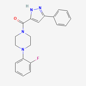 molecular formula C20H19FN4O B11428054 1-(2-Fluorophenyl)-4-(3-phenyl-1H-pyrazole-5-carbonyl)piperazine 