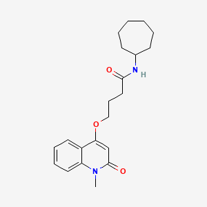 molecular formula C21H28N2O3 B11428094 N-cycloheptyl-4-[(1-methyl-2-oxo-1,2-dihydroquinolin-4-yl)oxy]butanamide 