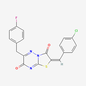 molecular formula C19H11ClFN3O2S B11428134 (2E)-2-(4-chlorobenzylidene)-6-(4-fluorobenzyl)-7H-[1,3]thiazolo[3,2-b][1,2,4]triazine-3,7(2H)-dione 