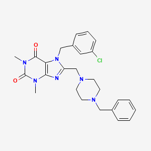 8-[(4-benzylpiperazin-1-yl)methyl]-7-(3-chlorobenzyl)-1,3-dimethyl-3,7-dihydro-1H-purine-2,6-dione