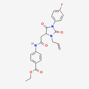 Ethyl 4-({[1-(4-fluorophenyl)-2,5-dioxo-3-(prop-2-en-1-yl)imidazolidin-4-yl]acetyl}amino)benzoate