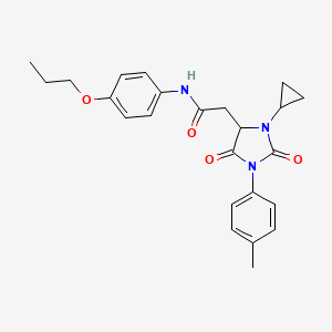 2-[3-cyclopropyl-1-(4-methylphenyl)-2,5-dioxoimidazolidin-4-yl]-N-(4-propoxyphenyl)acetamide