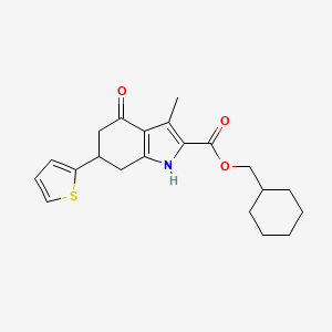 cyclohexylmethyl 3-methyl-4-oxo-6-(thiophen-2-yl)-4,5,6,7-tetrahydro-1H-indole-2-carboxylate