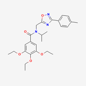 molecular formula C26H33N3O5 B11428240 3,4,5-triethoxy-N-{[3-(4-methylphenyl)-1,2,4-oxadiazol-5-yl]methyl}-N-(propan-2-yl)benzamide 