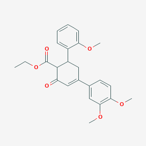 molecular formula C24H26O6 B11428246 Ethyl 4-(3,4-dimethoxyphenyl)-6-(2-methoxyphenyl)-2-oxocyclohex-3-ene-1-carboxylate 