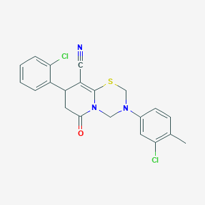 molecular formula C21H17Cl2N3OS B11428263 3-(3-chloro-4-methylphenyl)-8-(2-chlorophenyl)-6-oxo-3,4,7,8-tetrahydro-2H,6H-pyrido[2,1-b][1,3,5]thiadiazine-9-carbonitrile 