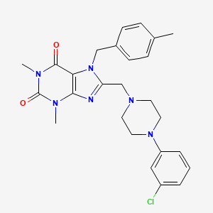 8-[[4-(3-Chlorophenyl)piperazin-1-yl]methyl]-1,3-dimethyl-7-[(4-methylphenyl)methyl]purine-2,6-dione