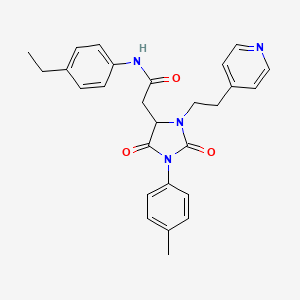 N-(4-ethylphenyl)-2-{1-(4-methylphenyl)-2,5-dioxo-3-[2-(pyridin-4-yl)ethyl]imidazolidin-4-yl}acetamide