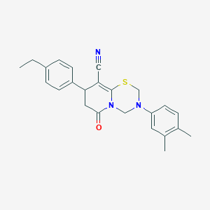 molecular formula C24H25N3OS B11428336 3-(3,4-dimethylphenyl)-8-(4-ethylphenyl)-6-oxo-3,4,7,8-tetrahydro-2H,6H-pyrido[2,1-b][1,3,5]thiadiazine-9-carbonitrile 