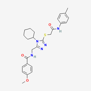 N-{[4-Cyclohexyl-5-({[(4-methylphenyl)carbamoyl]methyl}sulfanyl)-4H-1,2,4-triazol-3-YL]methyl}-4-methoxybenzamide