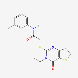 molecular formula C17H19N3O2S2 B11428398 2-((3-ethyl-4-oxo-3,4,6,7-tetrahydrothieno[3,2-d]pyrimidin-2-yl)thio)-N-(m-tolyl)acetamide 