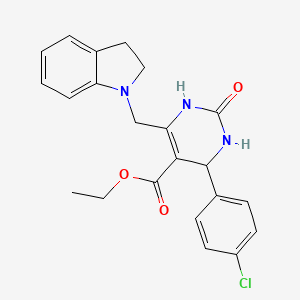 ethyl 4-(4-chlorophenyl)-6-(2,3-dihydro-1H-indol-1-ylmethyl)-2-oxo-1,2,3,4-tetrahydropyrimidine-5-carboxylate