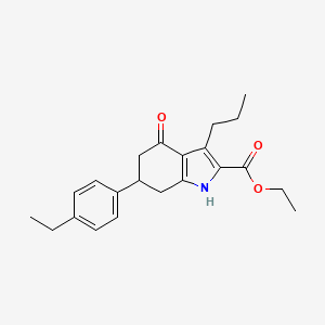 molecular formula C22H27NO3 B11428414 ethyl 6-(4-ethylphenyl)-4-oxo-3-propyl-4,5,6,7-tetrahydro-1H-indole-2-carboxylate 