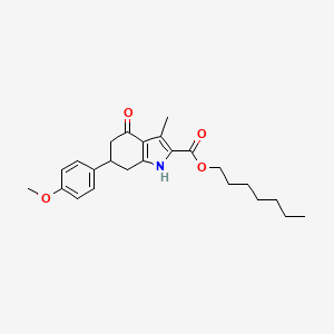 molecular formula C24H31NO4 B11428433 heptyl 6-(4-methoxyphenyl)-3-methyl-4-oxo-4,5,6,7-tetrahydro-1H-indole-2-carboxylate 