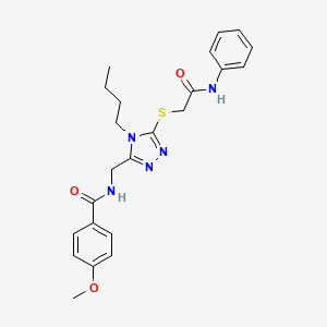 molecular formula C23H27N5O3S B11428439 N-[(4-Butyl-5-{[(phenylcarbamoyl)methyl]sulfanyl}-4H-1,2,4-triazol-3-YL)methyl]-4-methoxybenzamide 