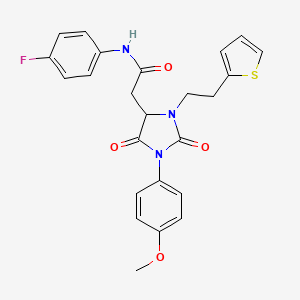 molecular formula C24H22FN3O4S B11428461 N-(4-Fluorophenyl)-2-[1-(4-methoxyphenyl)-2,5-dioxo-3-[2-(thiophen-2-YL)ethyl]imidazolidin-4-YL]acetamide 