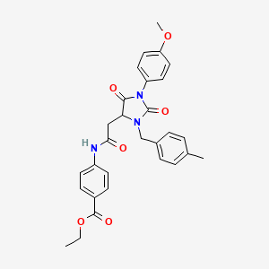 molecular formula C29H29N3O6 B11428465 Ethyl 4-({[1-(4-methoxyphenyl)-3-(4-methylbenzyl)-2,5-dioxoimidazolidin-4-yl]acetyl}amino)benzoate 