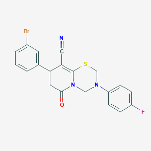 molecular formula C20H15BrFN3OS B11428472 8-(3-bromophenyl)-3-(4-fluorophenyl)-6-oxo-3,4,7,8-tetrahydro-2H,6H-pyrido[2,1-b][1,3,5]thiadiazine-9-carbonitrile 