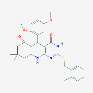 5-(2,5-dimethoxyphenyl)-8,8-dimethyl-2-[(2-methylbenzyl)sulfanyl]-5,8,9,10-tetrahydropyrimido[4,5-b]quinoline-4,6(3H,7H)-dione