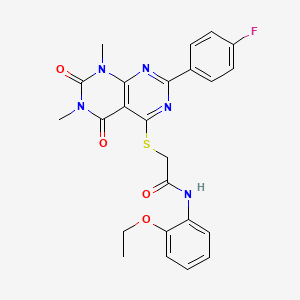 molecular formula C24H22FN5O4S B11428532 N-(2-ethoxyphenyl)-2-((2-(4-fluorophenyl)-6,8-dimethyl-5,7-dioxo-5,6,7,8-tetrahydropyrimido[4,5-d]pyrimidin-4-yl)thio)acetamide 