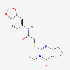 N-(benzo[d][1,3]dioxol-5-yl)-2-((3-ethyl-4-oxo-3,4,6,7-tetrahydrothieno[3,2-d]pyrimidin-2-yl)thio)acetamide