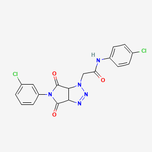 molecular formula C18H13Cl2N5O3 B11428558 N-(4-chlorophenyl)-2-[5-(3-chlorophenyl)-4,6-dioxo-4,5,6,6a-tetrahydropyrrolo[3,4-d][1,2,3]triazol-1(3aH)-yl]acetamide 