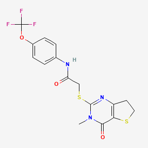 molecular formula C16H14F3N3O3S2 B11428565 2-((3-methyl-4-oxo-3,4,6,7-tetrahydrothieno[3,2-d]pyrimidin-2-yl)thio)-N-(4-(trifluoromethoxy)phenyl)acetamide 