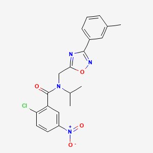 molecular formula C20H19ClN4O4 B11428583 2-chloro-N-{[3-(3-methylphenyl)-1,2,4-oxadiazol-5-yl]methyl}-5-nitro-N-(propan-2-yl)benzamide 