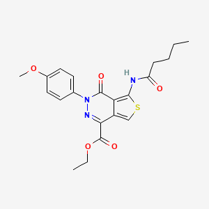 molecular formula C21H23N3O5S B11428585 Ethyl 3-(4-methoxyphenyl)-4-oxo-5-pentanamido-3,4-dihydrothieno[3,4-d]pyridazine-1-carboxylate 