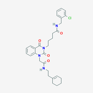 N-(2-chlorobenzyl)-5-(1-(2-((2-(cyclohex-1-en-1-yl)ethyl)amino)-2-oxoethyl)-2,4-dioxo-1,2-dihydroquinazolin-3(4H)-yl)pentanamide