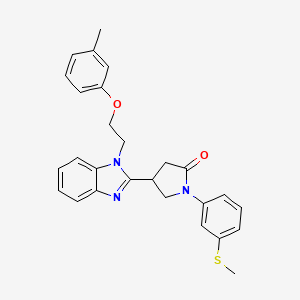 molecular formula C27H27N3O2S B11428590 4-{1-[2-(3-methylphenoxy)ethyl]-1H-benzimidazol-2-yl}-1-[3-(methylsulfanyl)phenyl]pyrrolidin-2-one 