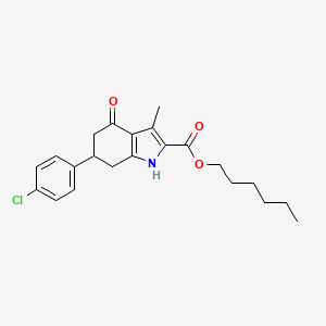 hexyl 6-(4-chlorophenyl)-3-methyl-4-oxo-4,5,6,7-tetrahydro-1H-indole-2-carboxylate