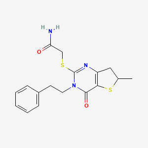 2-((6-Methyl-4-oxo-3-phenethyl-3,4,6,7-tetrahydrothieno[3,2-d]pyrimidin-2-yl)thio)acetamide