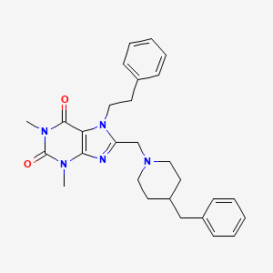 8-[(4-benzylpiperidin-1-yl)methyl]-1,3-dimethyl-7-(2-phenylethyl)-3,7-dihydro-1H-purine-2,6-dione