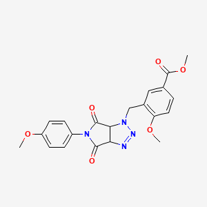 molecular formula C21H20N4O6 B11428650 methyl 4-methoxy-3-{[5-(4-methoxyphenyl)-4,6-dioxo-4,5,6,6a-tetrahydropyrrolo[3,4-d][1,2,3]triazol-1(3aH)-yl]methyl}benzoate 