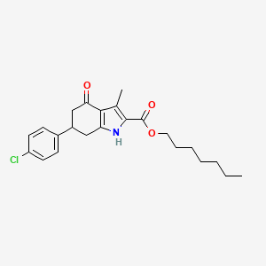 molecular formula C23H28ClNO3 B11428665 heptyl 6-(4-chlorophenyl)-3-methyl-4-oxo-4,5,6,7-tetrahydro-1H-indole-2-carboxylate 