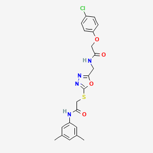 molecular formula C21H21ClN4O4S B11428669 2-(4-chlorophenoxy)-N-((5-((2-((3,5-dimethylphenyl)amino)-2-oxoethyl)thio)-1,3,4-oxadiazol-2-yl)methyl)acetamide 