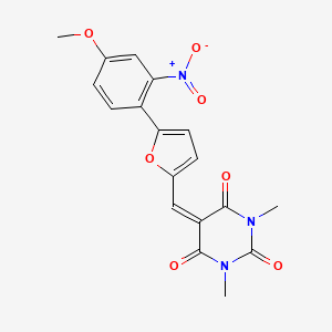 molecular formula C18H15N3O7 B11428709 5-{[5-(4-Methoxy-2-nitrophenyl)furan-2-YL]methylidene}-1,3-dimethyl-1,3-diazinane-2,4,6-trione 