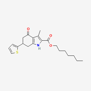 heptyl 3-methyl-4-oxo-6-(thiophen-2-yl)-4,5,6,7-tetrahydro-1H-indole-2-carboxylate