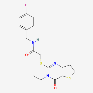 2-((3-ethyl-4-oxo-3,4,6,7-tetrahydrothieno[3,2-d]pyrimidin-2-yl)thio)-N-(4-fluorobenzyl)acetamide