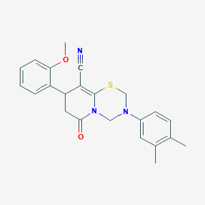 3-(3,4-dimethylphenyl)-8-(2-methoxyphenyl)-6-oxo-3,4,7,8-tetrahydro-2H,6H-pyrido[2,1-b][1,3,5]thiadiazine-9-carbonitrile